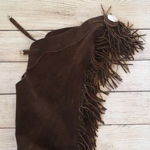 Brown western horse show chaps